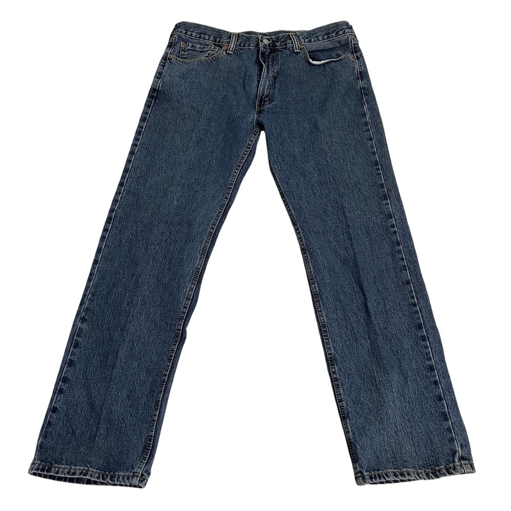 Levi's 505 Regular Straight Mens 38x34 Medium Wash Blue‎ Jeans Denim Zip